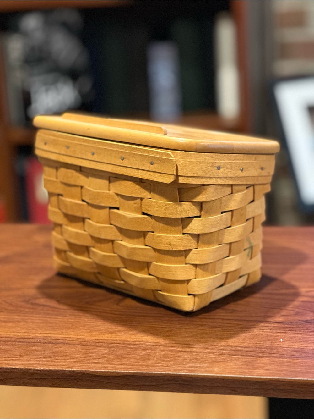 Longaberger Woven Recipe Basket with Lid - Yellow (with recipe cards)